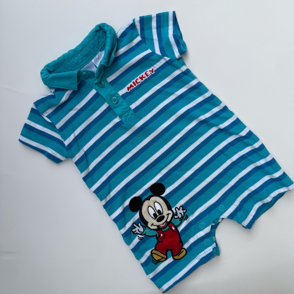 Disney Baby Mickey Mouse Blue Stripes Romper size 6 months